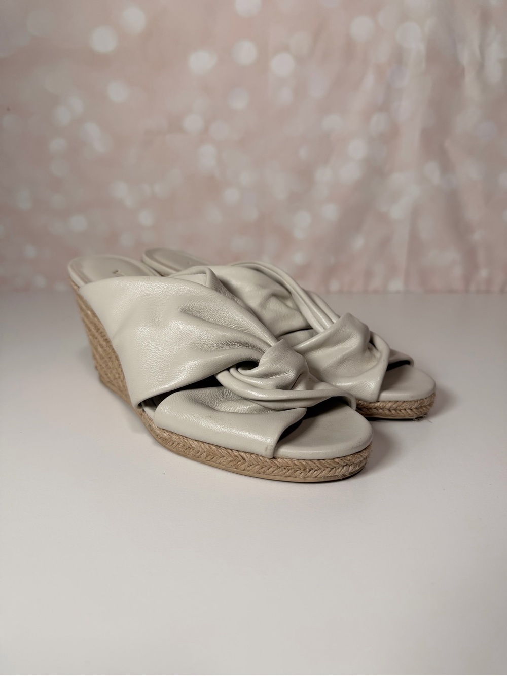 VINCE. Cream Espadrille Wedge Sandals